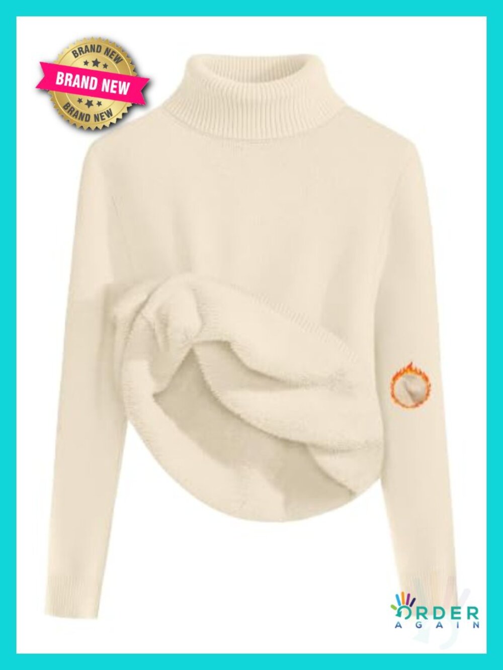 Turtleneck Sweater Fleece Sherpa Lined Long Sleeve Pullover